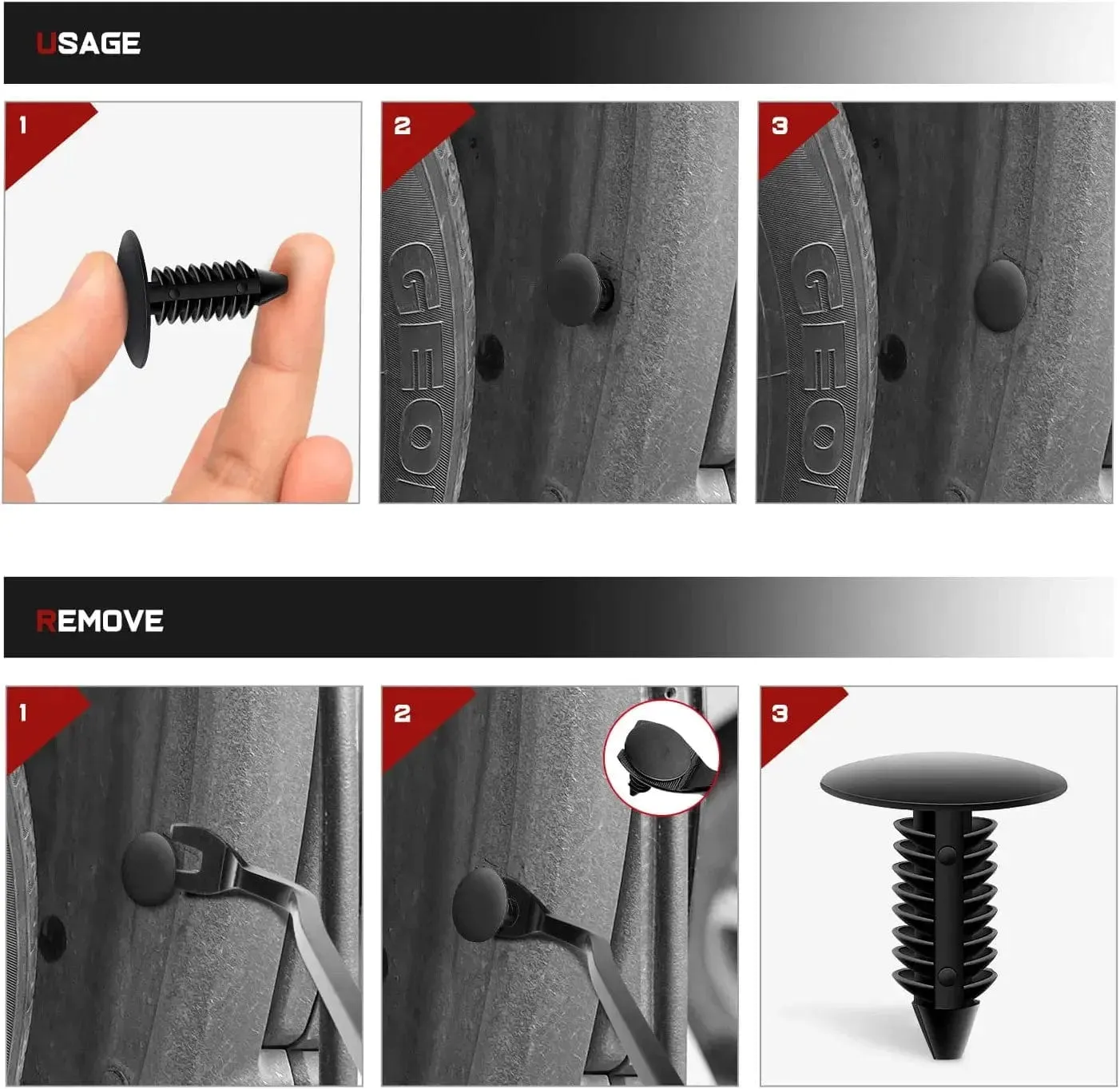 100 Pcs Hole 8mm Bumper Rivet Fender Clips for GM 1605396, 1595864 for Chrysler 6030441 for Ford 388577S