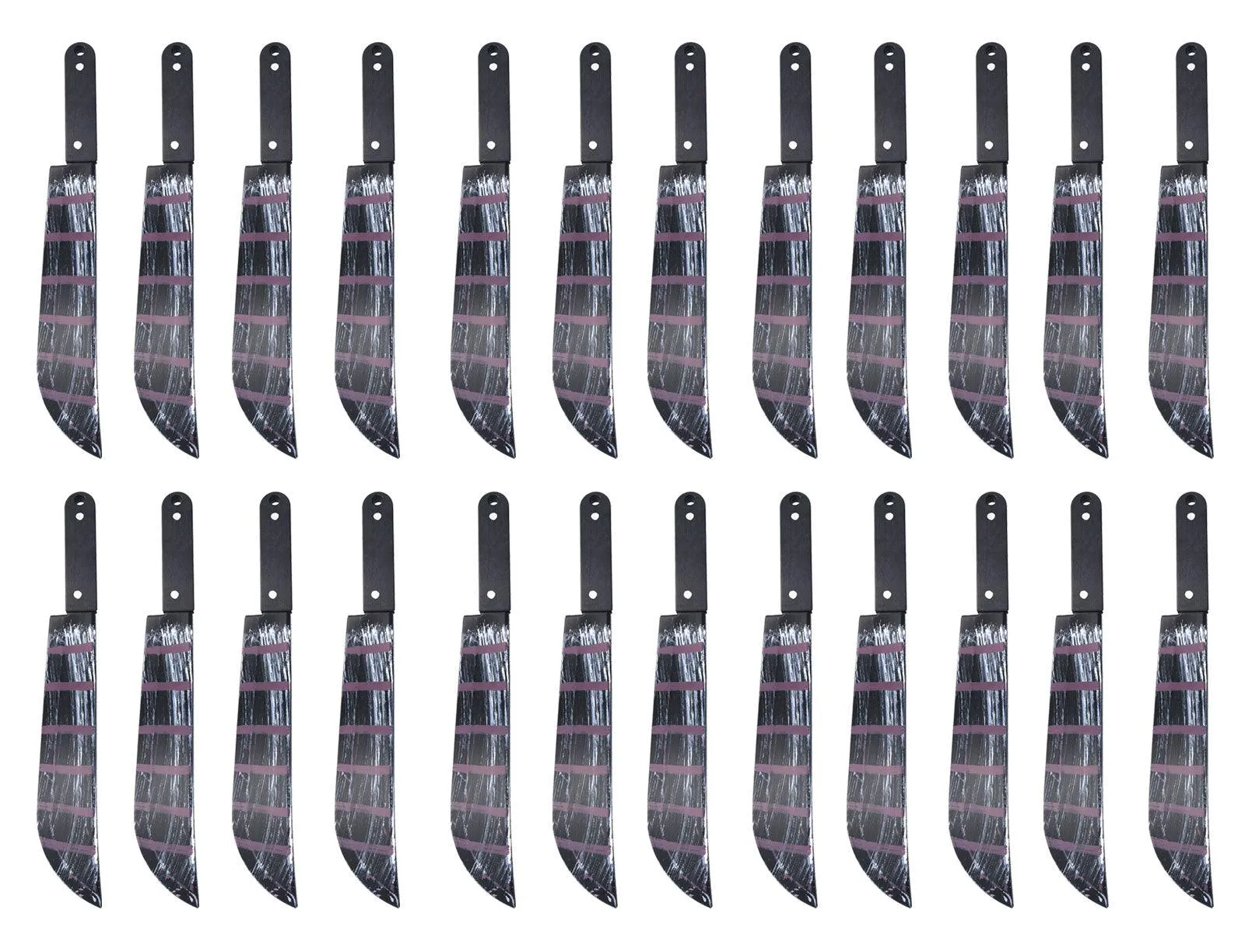 24x Realistic Bloodied Machete Weapon Black Plastic - 50 cm Halloween Horror Killer Fancy Dress Party Costume Props