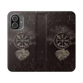 Ancient Nordic Vegvisir and Yggdrasil Flip Phone Case