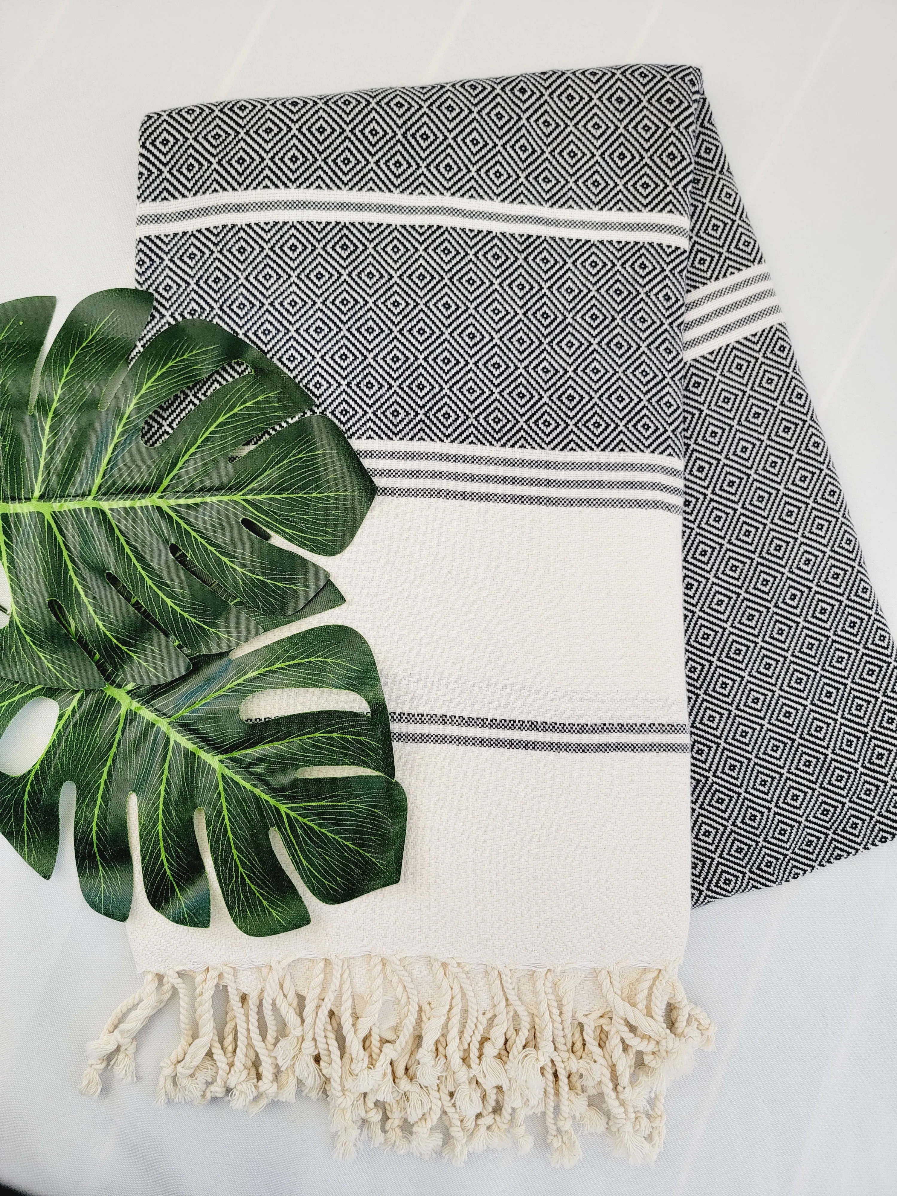 Bath / Beach Turkish Towels-Easy Carry Quick Dry Thin Towel-Black by EBRU Home