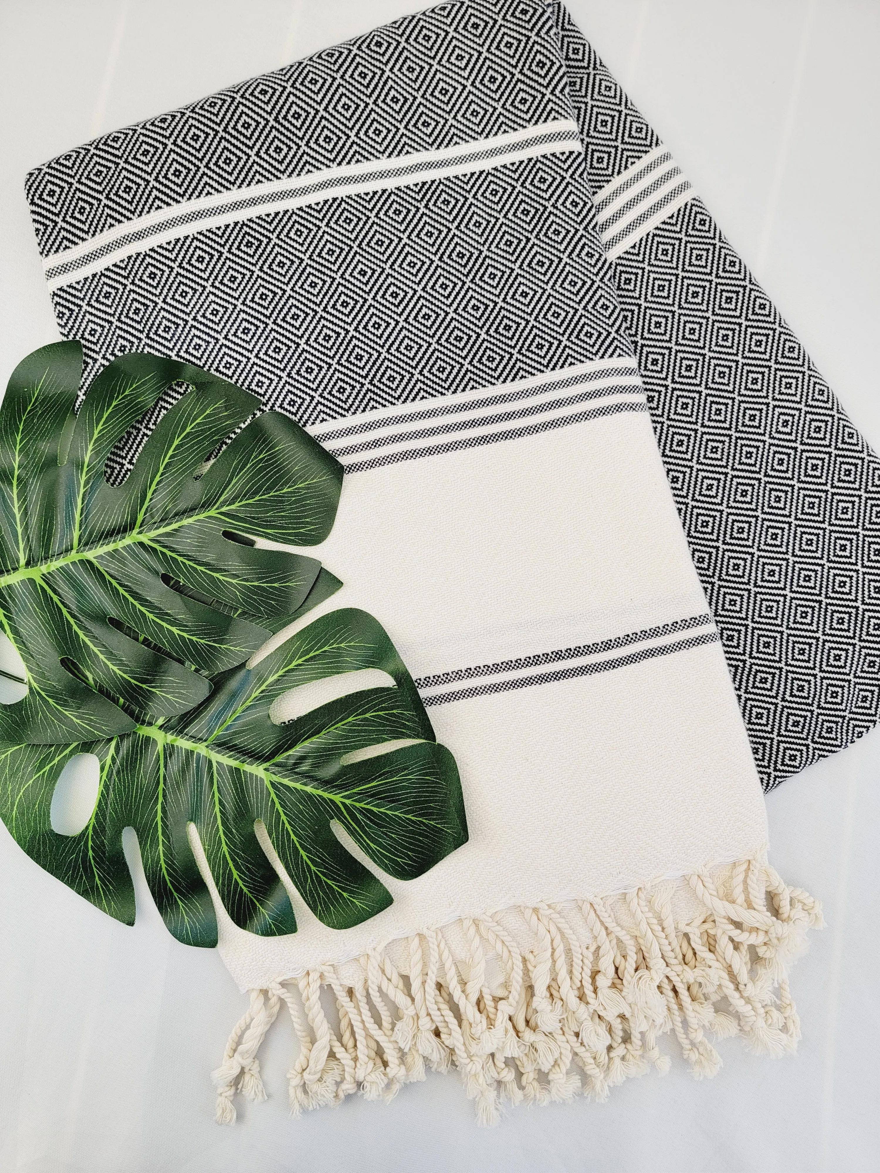Bath / Beach Turkish Towels-Easy Carry Quick Dry Thin Towel-Black by EBRU Home