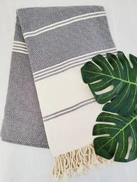 Bath / Beach Turkish Towels-Easy Carry Quick Dry Thin Towel-Navy by EBRU Home