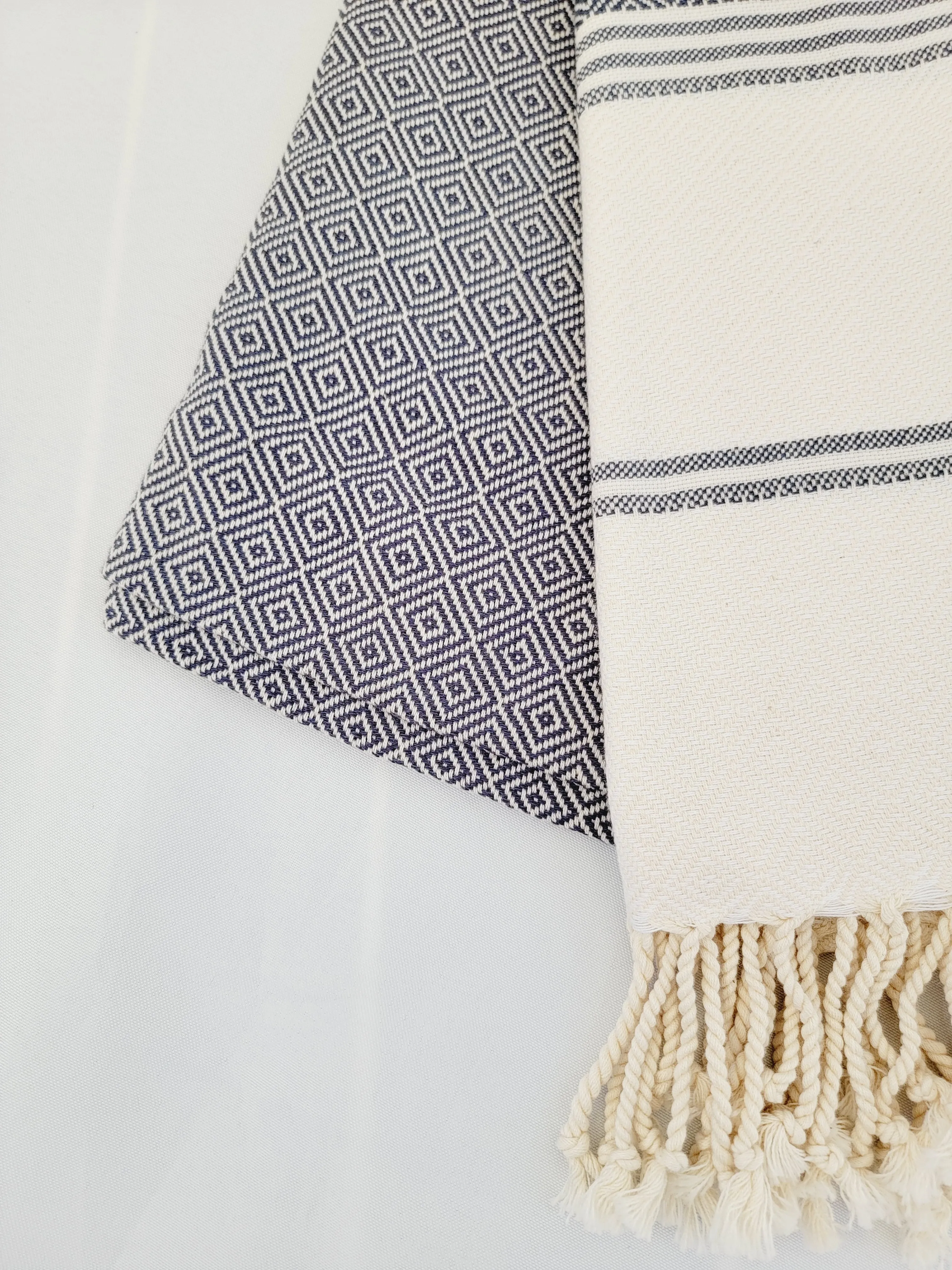 Bath / Beach Turkish Towels-Easy Carry Quick Dry Thin Towel-Navy by EBRU Home