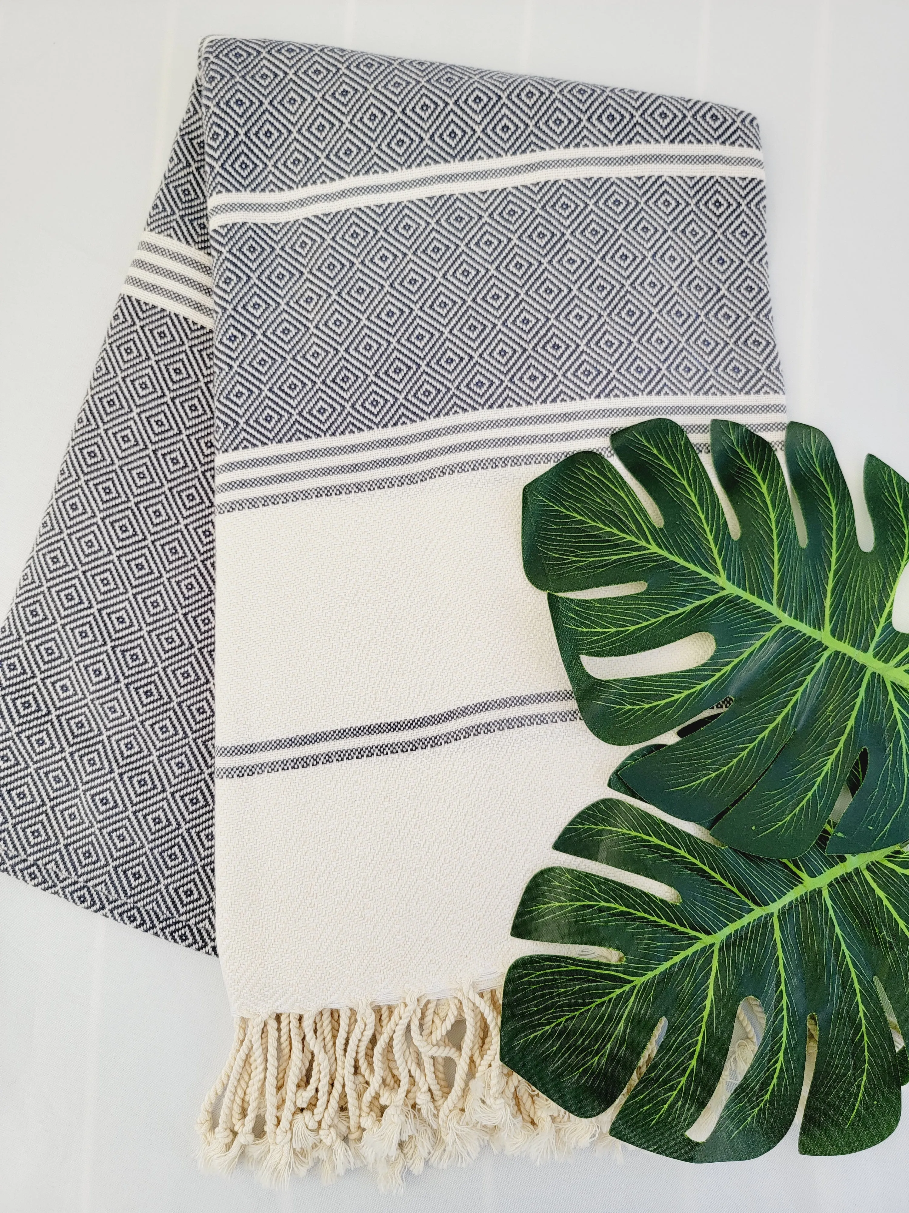 Bath / Beach Turkish Towels-Easy Carry Quick Dry Thin Towel-Navy by EBRU Home