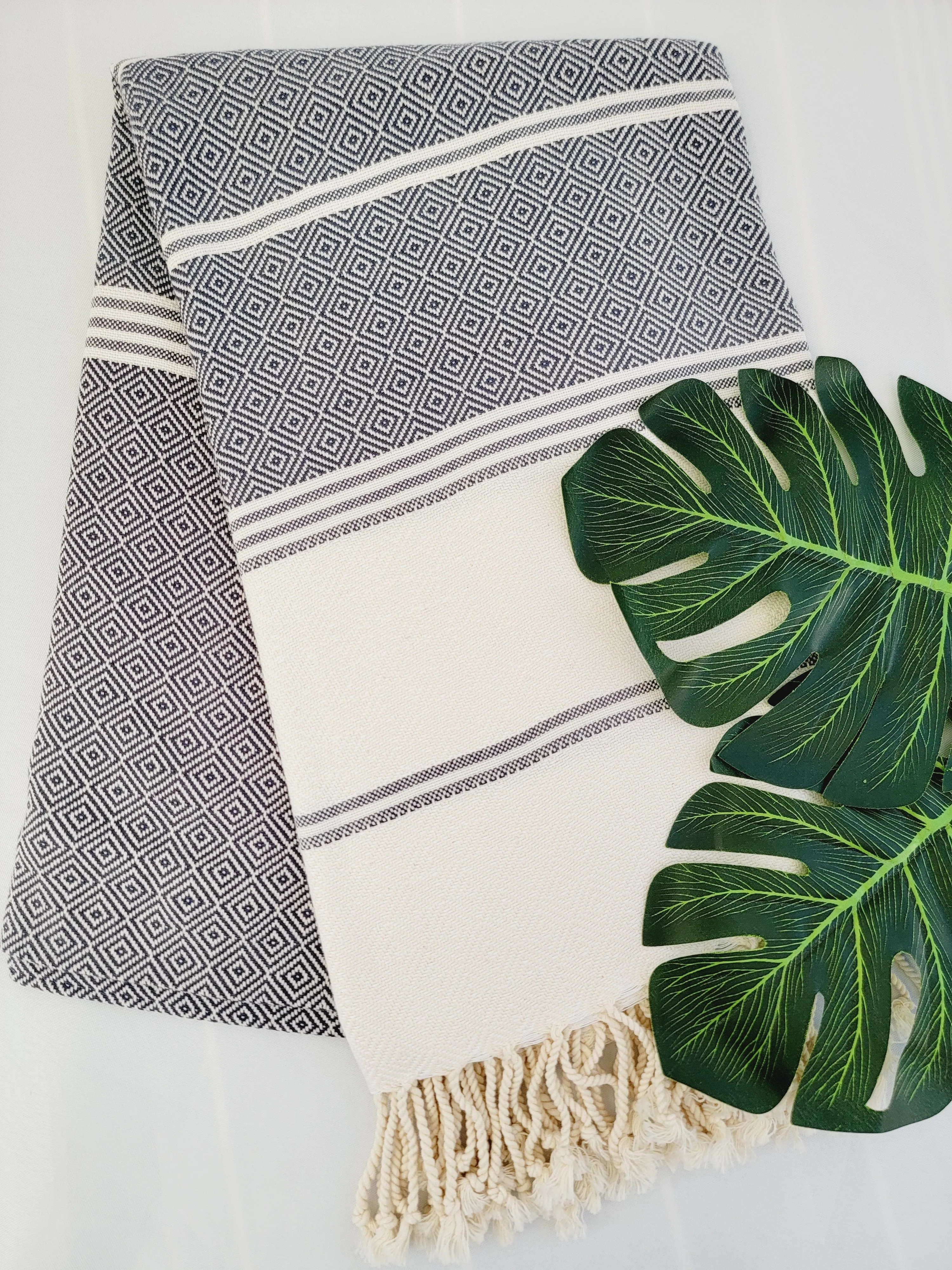 Bath / Beach Turkish Towels-Easy Carry Quick Dry Thin Towel-Navy by EBRU Home