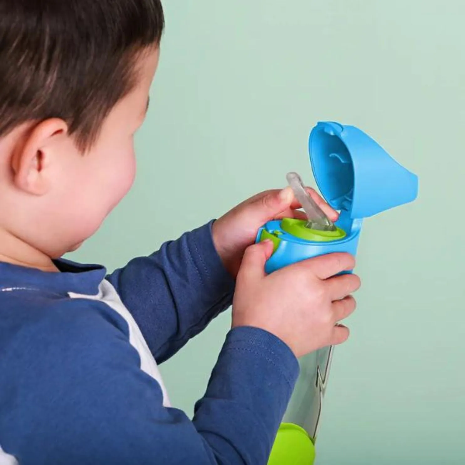 B.box Tritan Straw Drink bottle 450 ml- Ocean Breeze Blue Green