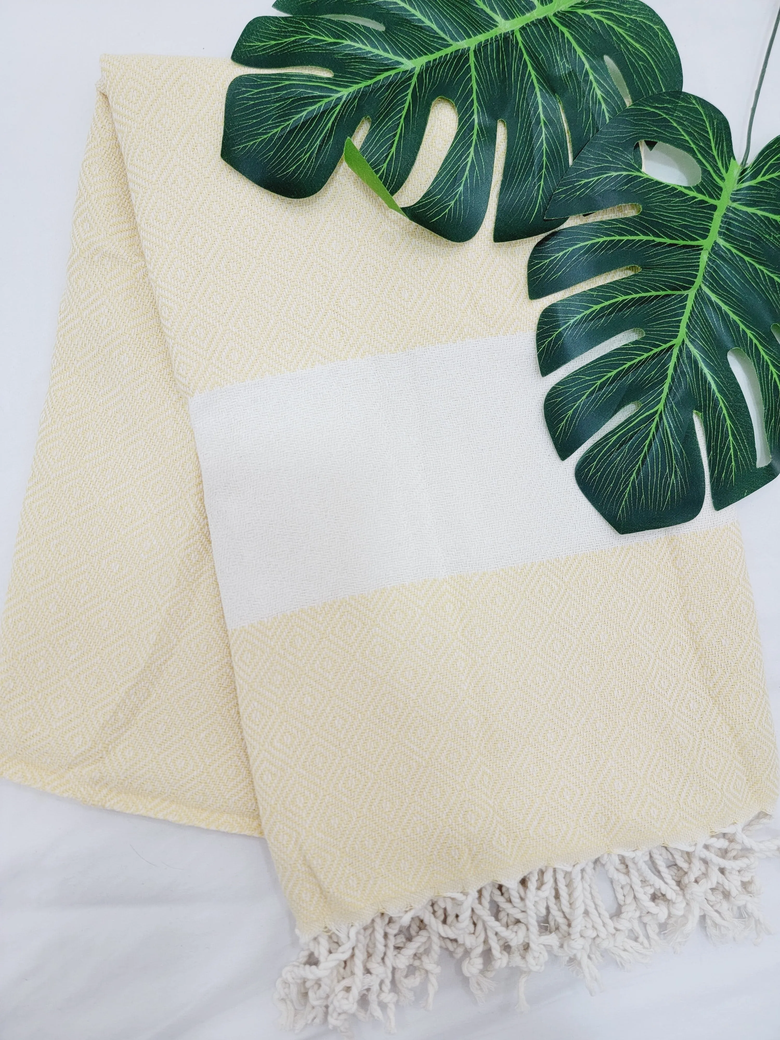 Beach/Bath Sand Free Towels-Easy Carry Quick Dry Thin Towel- Lemon by EBRU Home