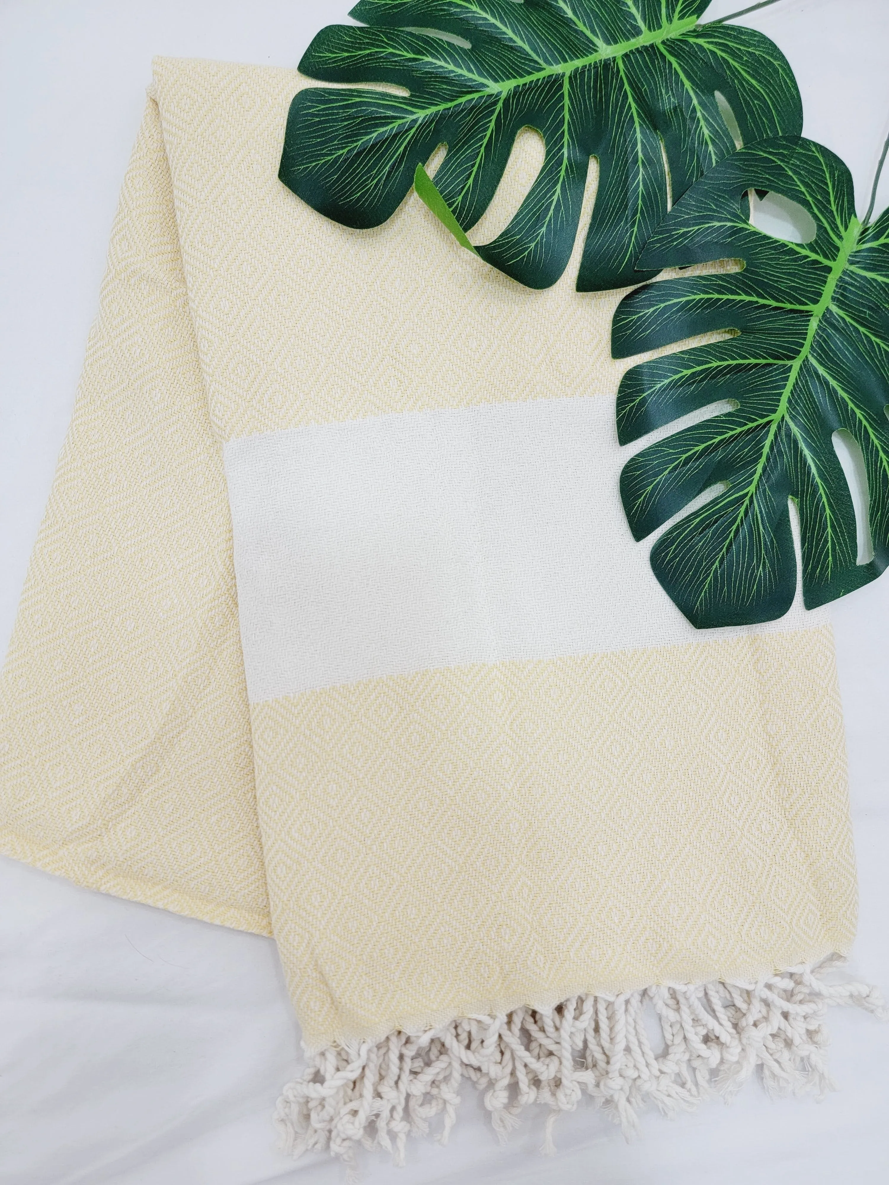 Beach/Bath Sand Free Towels-Easy Carry Quick Dry Thin Towel- Lemon by EBRU Home