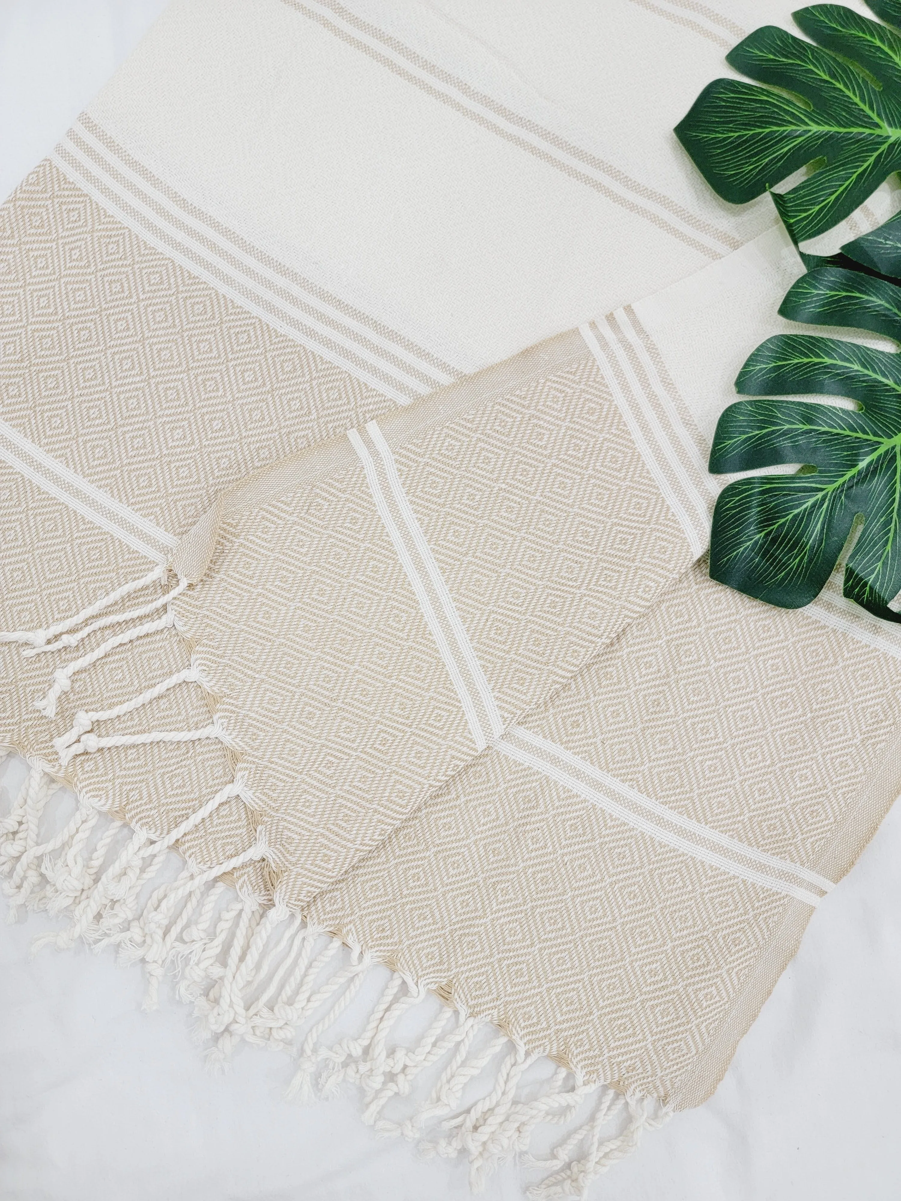 Beach/Bath Sand Free Towels-Easy Carry Quick Dry Thin Towel-Light Beige by EBRU Home