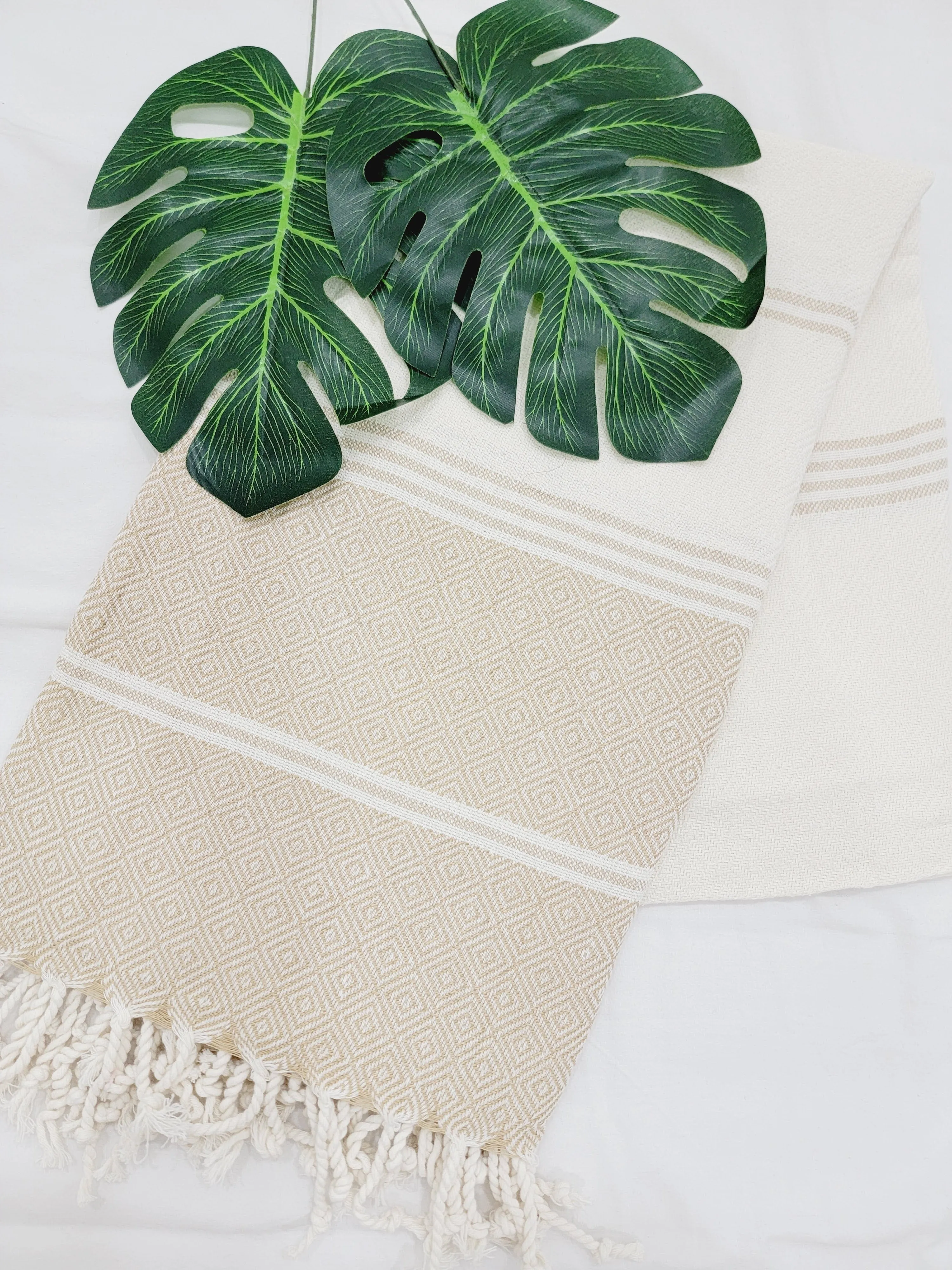 Beach/Bath Sand Free Towels-Easy Carry Quick Dry Thin Towel-Light Beige by EBRU Home