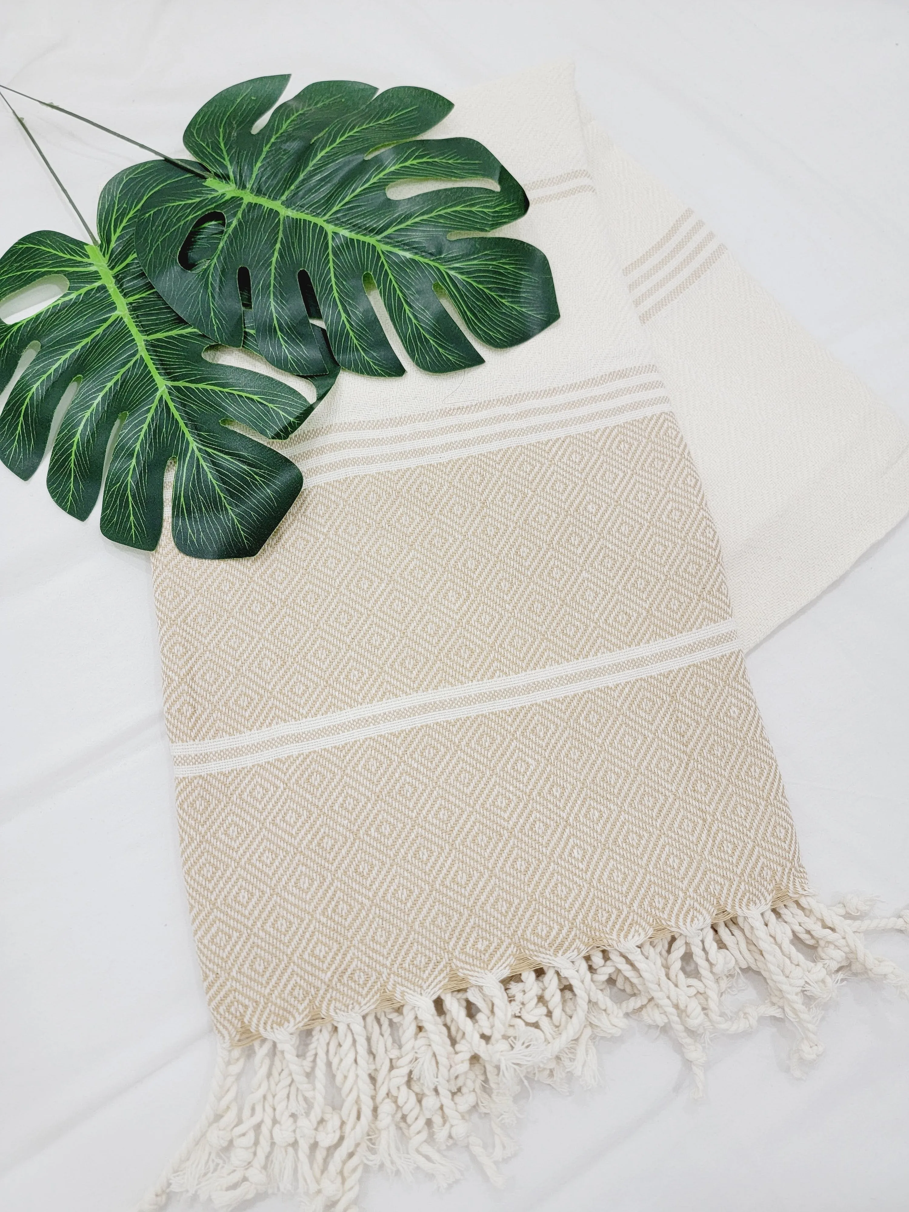 Beach/Bath Sand Free Towels-Easy Carry Quick Dry Thin Towel-Light Beige by EBRU Home