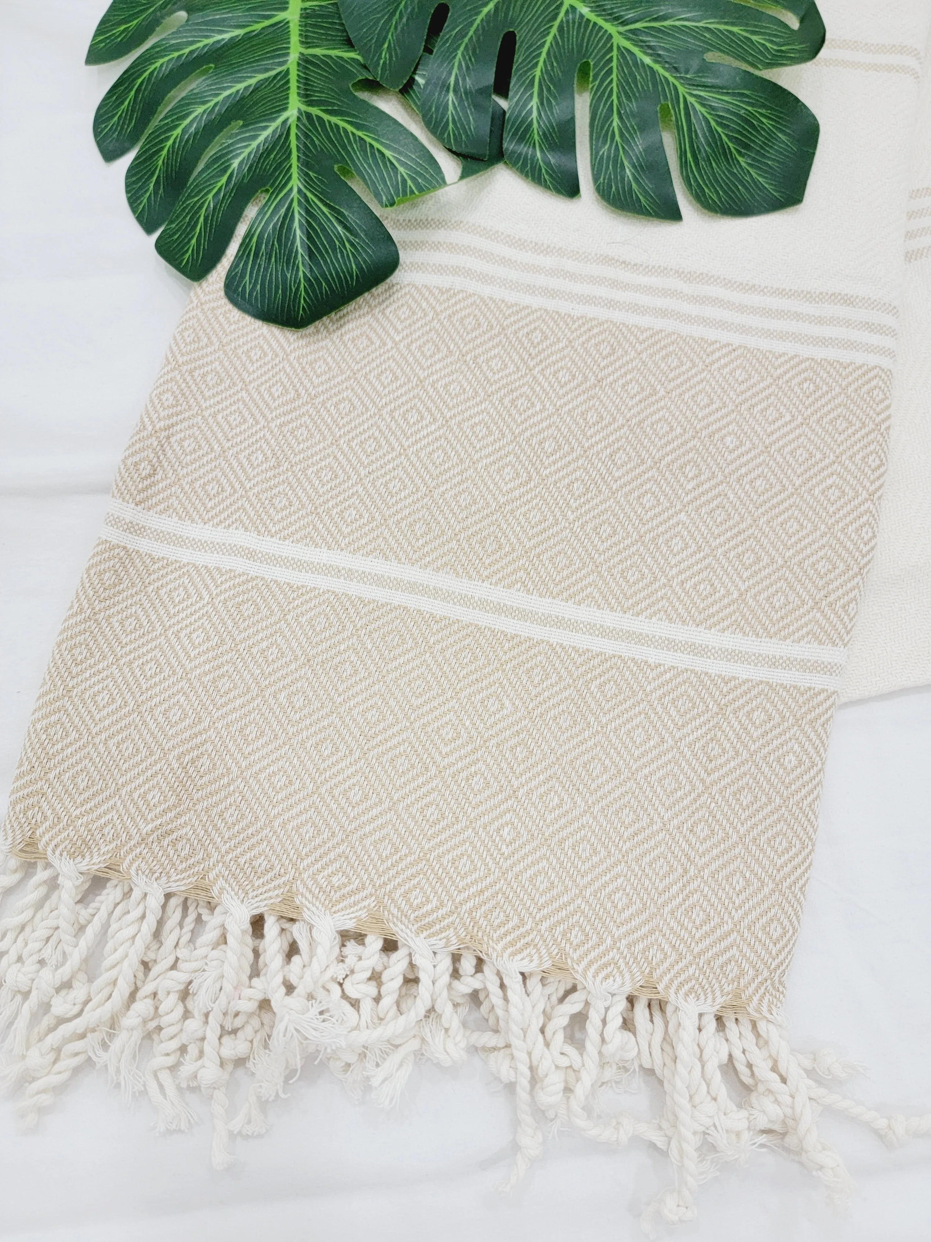 Beach/Bath Sand Free Towels-Easy Carry Quick Dry Thin Towel-Light Beige by EBRU Home