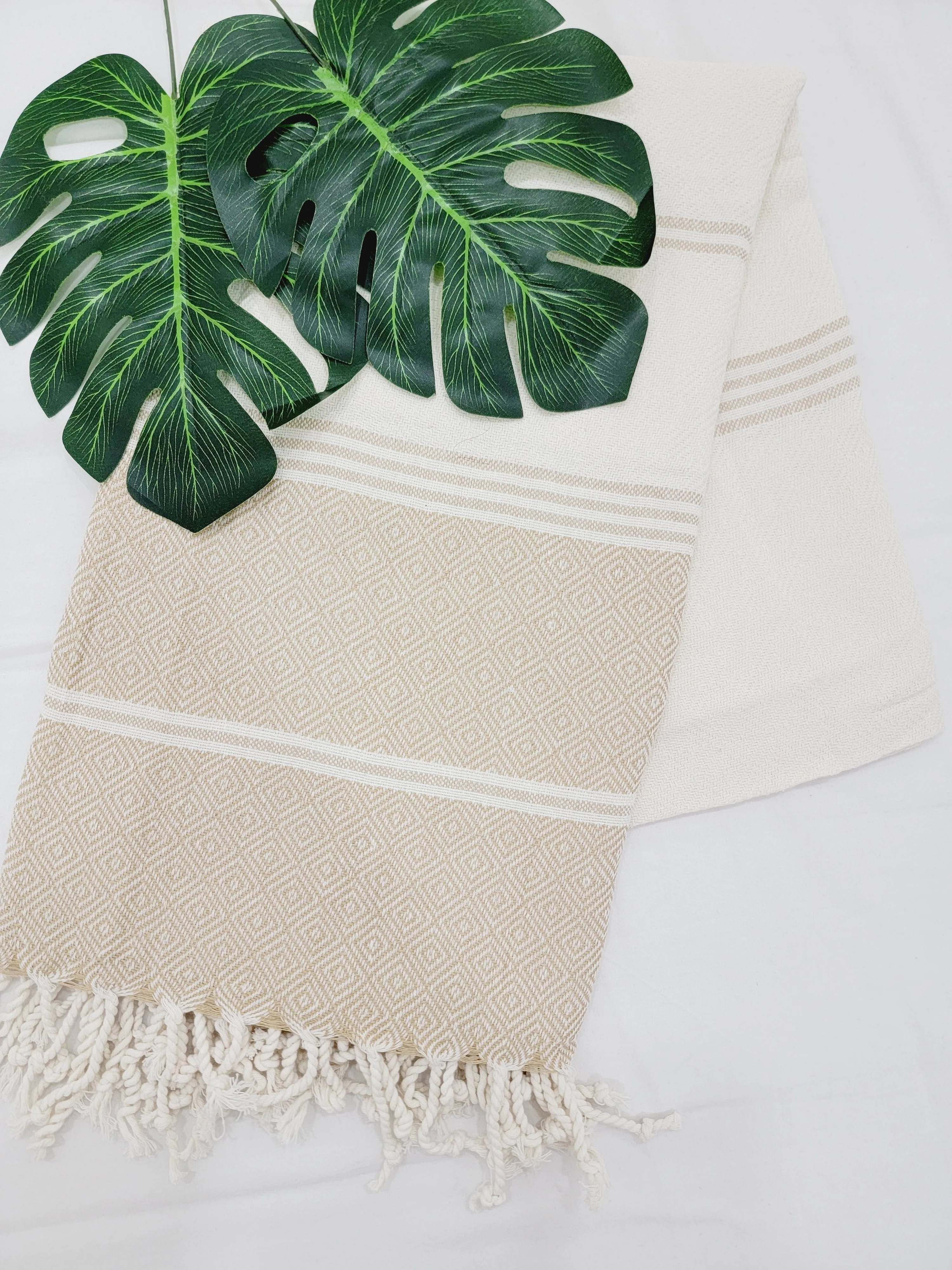 Beach/Bath Sand Free Towels-Easy Carry Quick Dry Thin Towel-Light Beige by EBRU Home