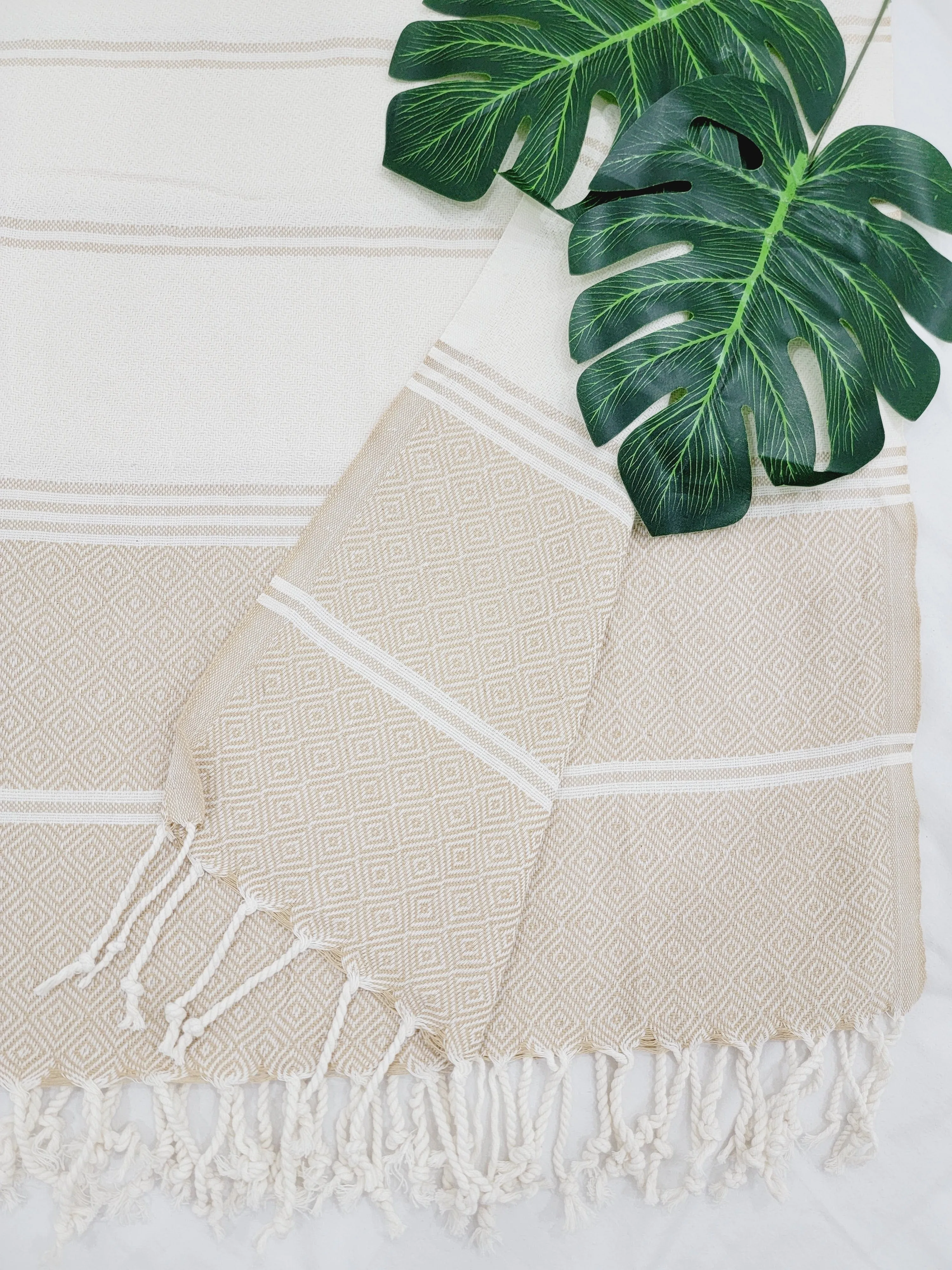Beach/Bath Sand Free Towels-Easy Carry Quick Dry Thin Towel-Light Beige by EBRU Home