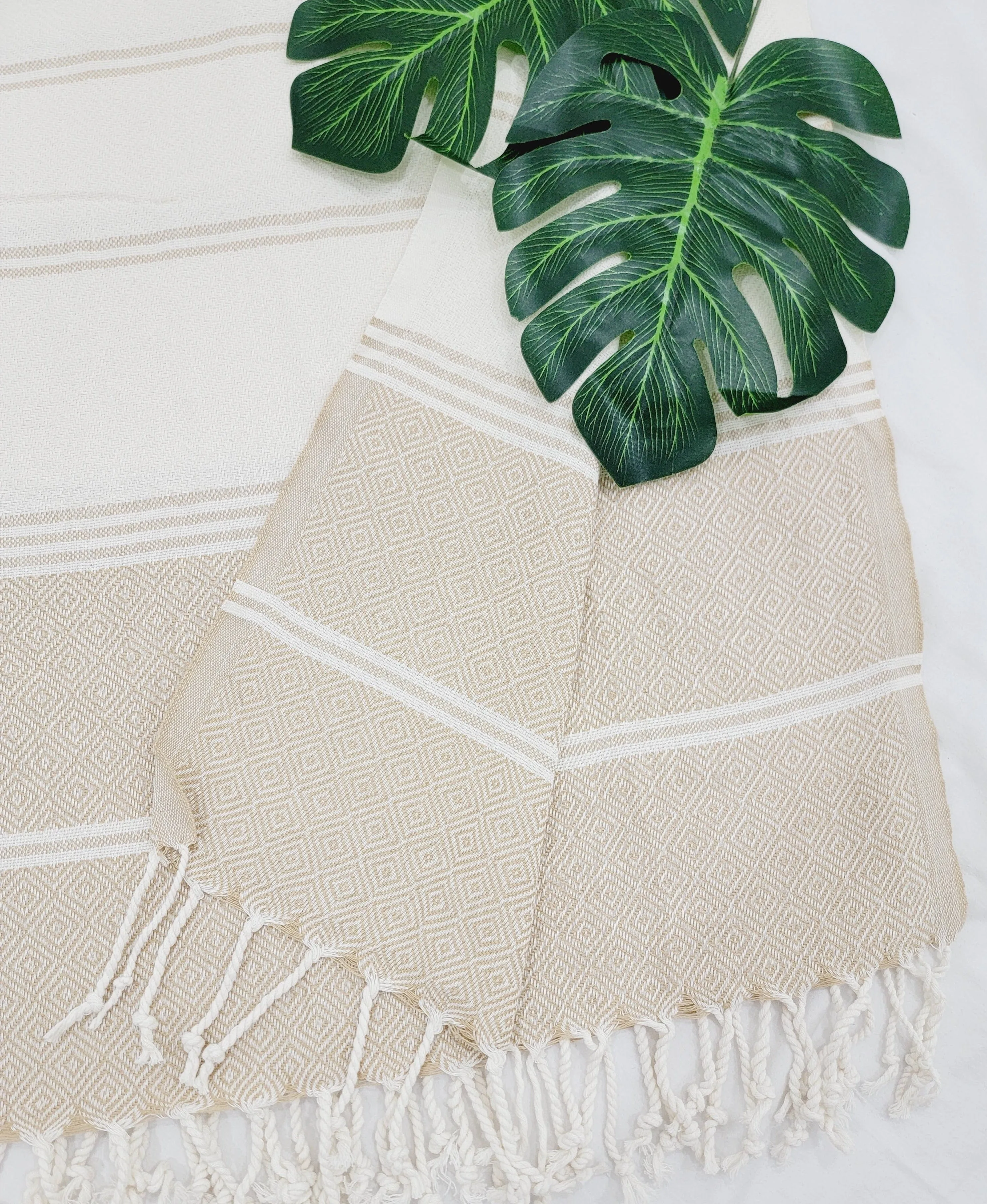 Beach/Bath Sand Free Towels-Easy Carry Quick Dry Thin Towel-Light Beige by EBRU Home