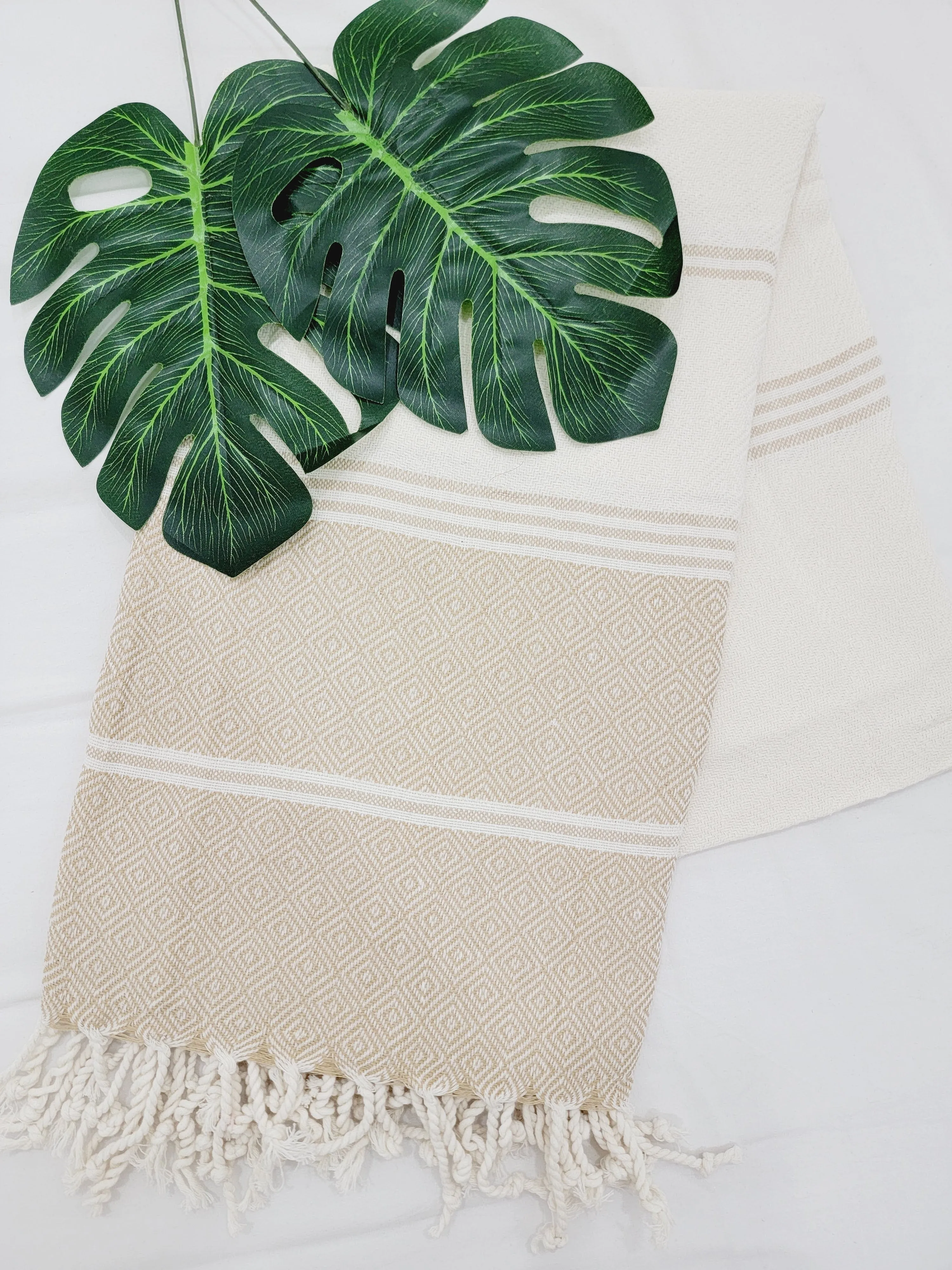 Beach/Bath Sand Free Towels-Easy Carry Quick Dry Thin Towel-Light Beige by EBRU Home