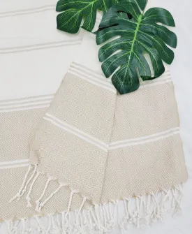 Beach/Bath Sand Free Towels-Easy Carry Quick Dry Thin Towel-Light Beige by EBRU Home