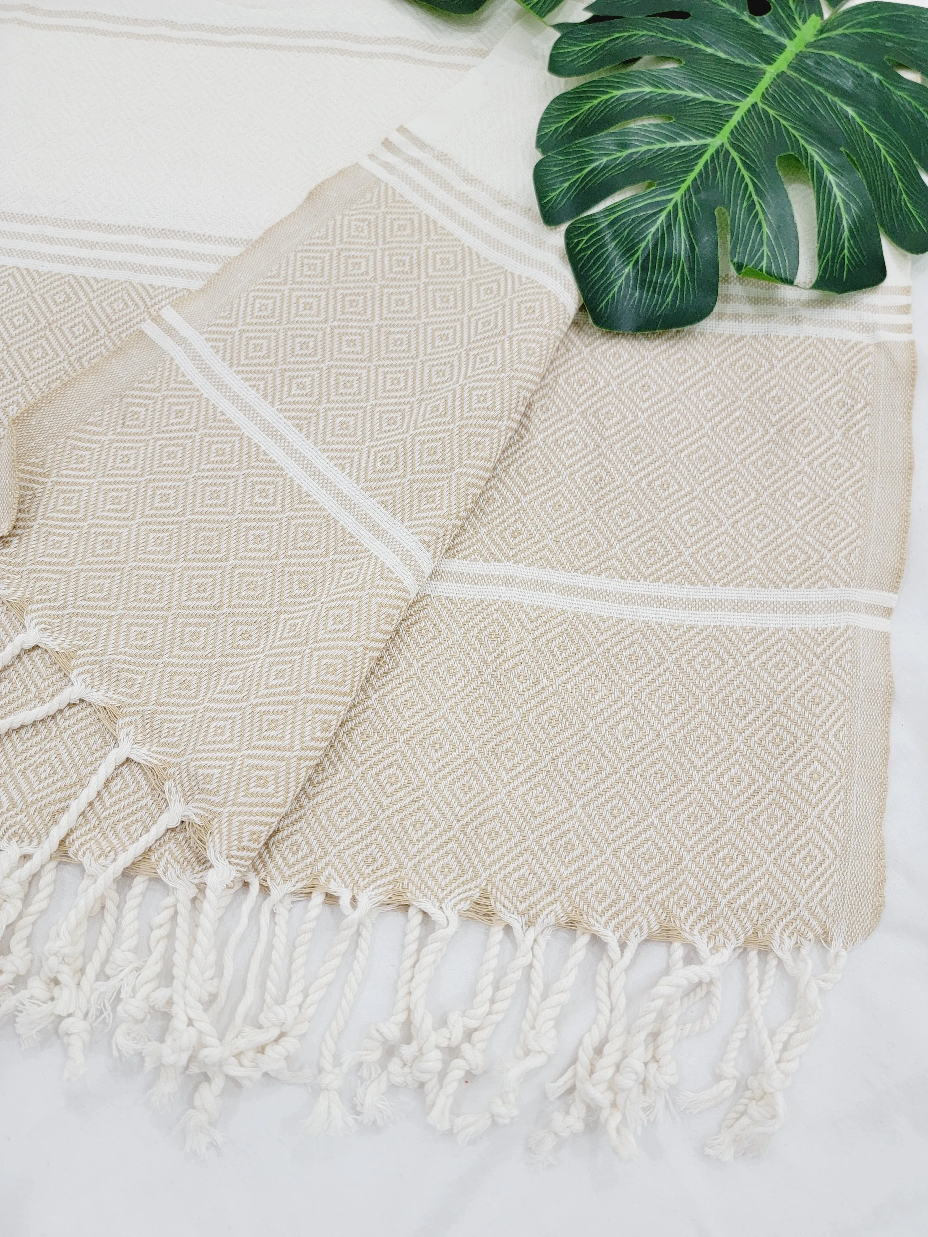 Beach/Bath Sand Free Towels-Easy Carry Quick Dry Thin Towel-Light Beige by EBRU Home