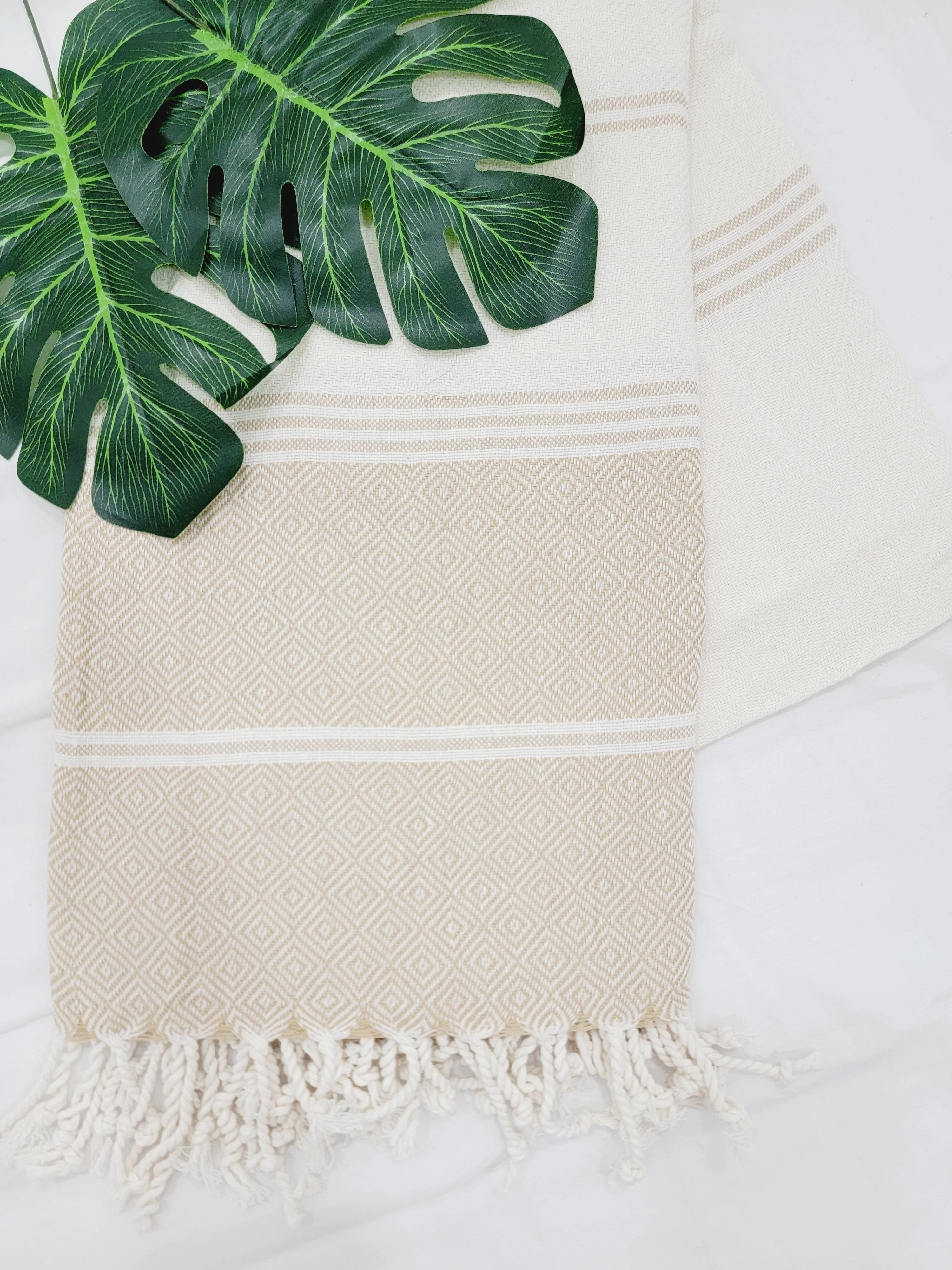 Beach/Bath Sand Free Towels-Easy Carry Quick Dry Thin Towel-Light Beige by EBRU Home