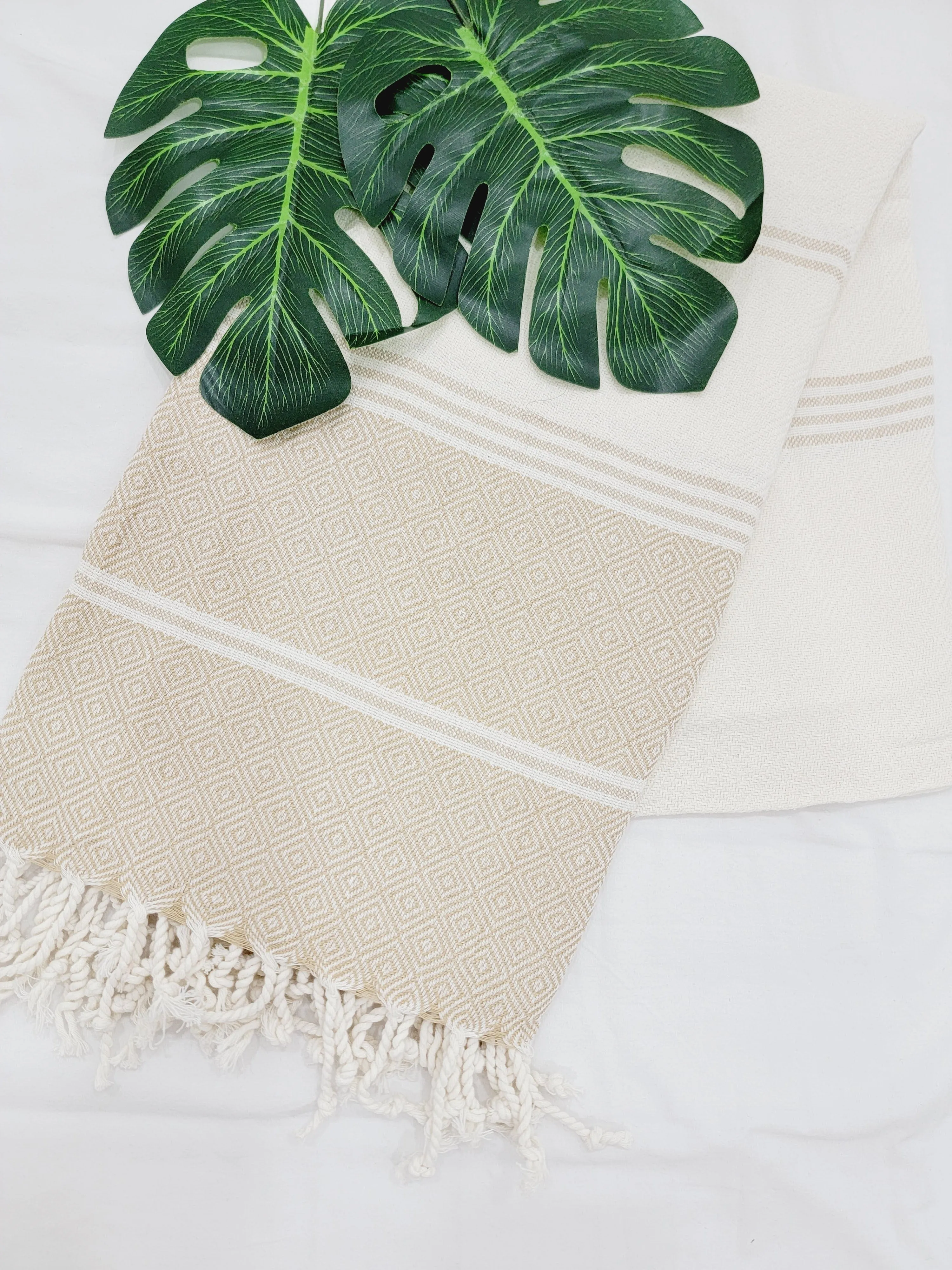 Beach/Bath Sand Free Towels-Easy Carry Quick Dry Thin Towel-Light Beige by EBRU Home