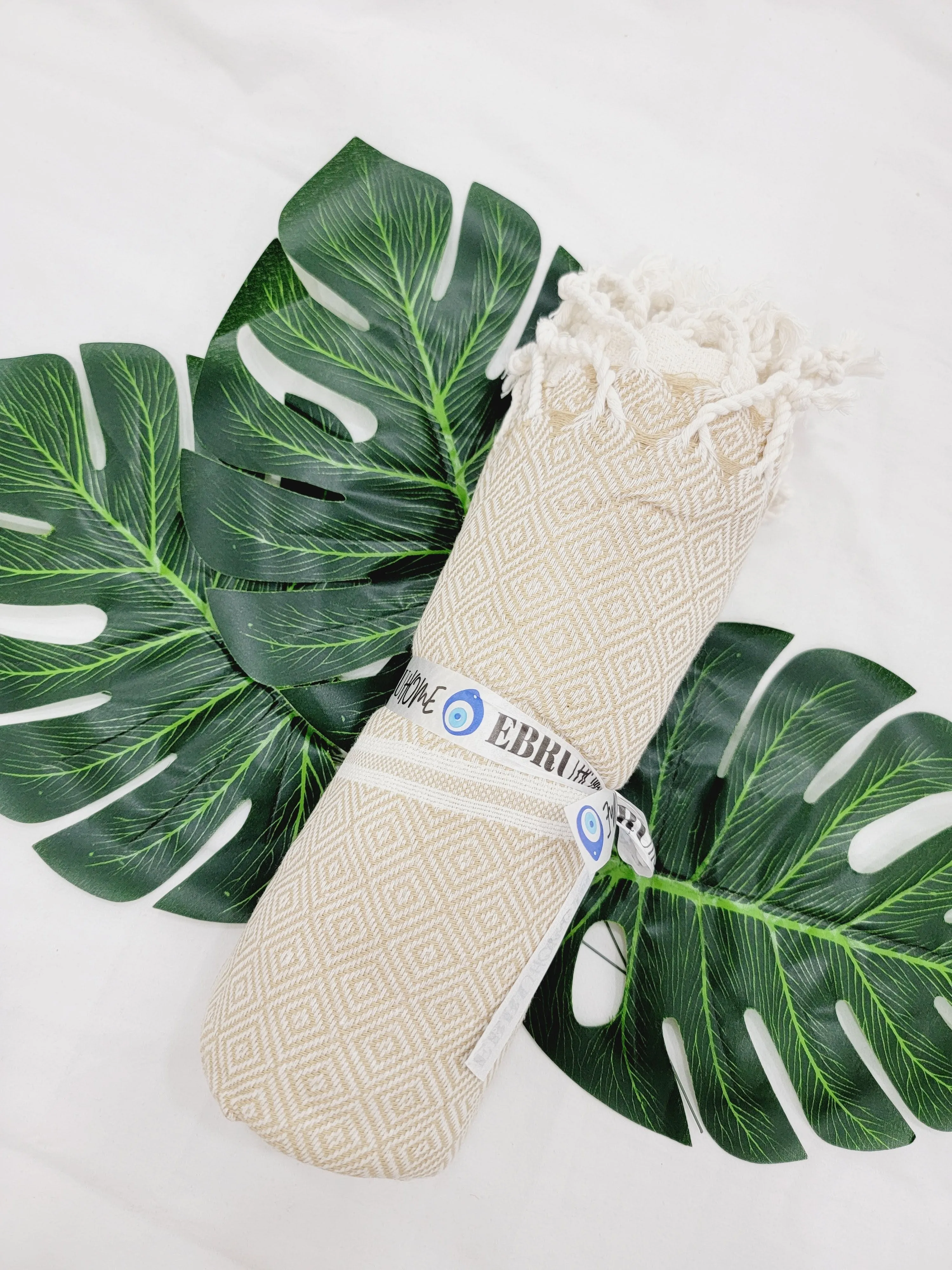 Beach/Bath Sand Free Towels-Easy Carry Quick Dry Thin Towel-Light Beige by EBRU Home
