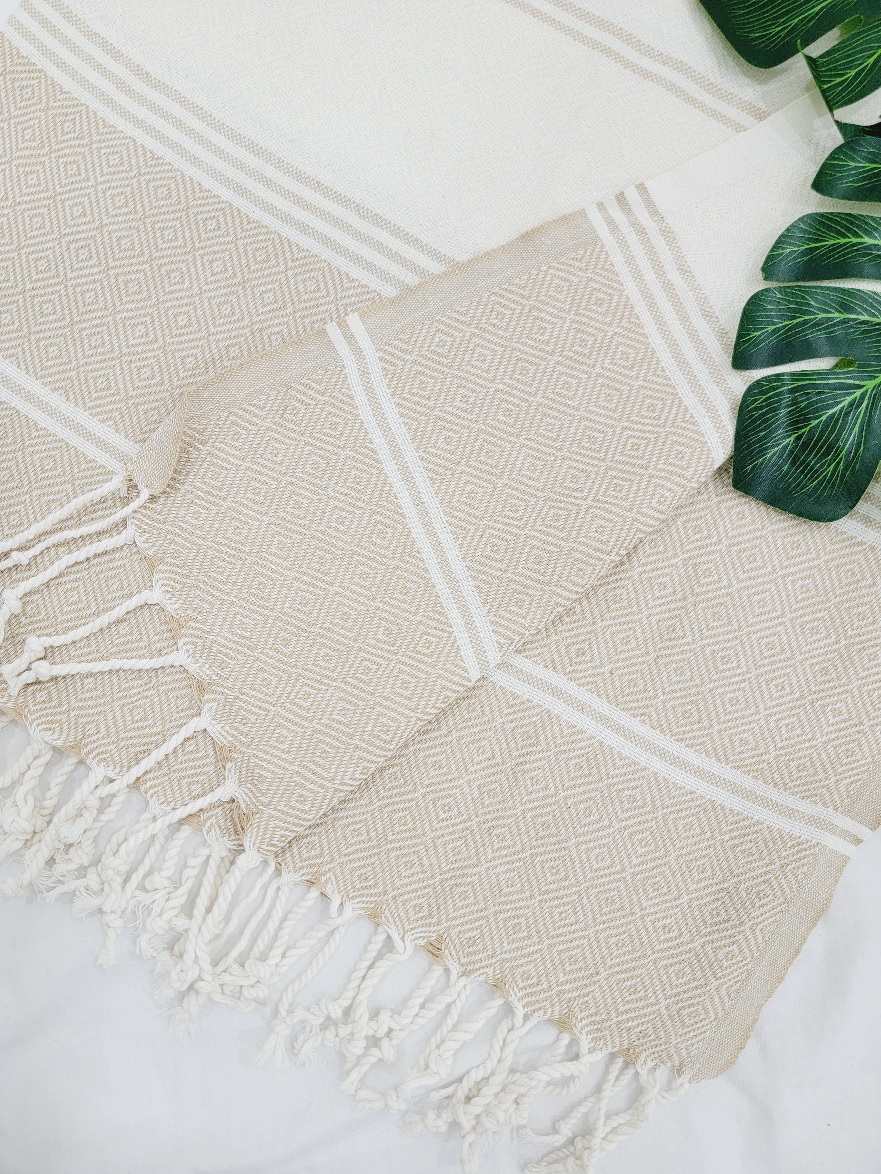 Beach/Bath Sand Free Towels-Easy Carry Quick Dry Thin Towel-Light Beige by EBRU Home