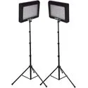 Bescor LED-95DK2 Dual 95 Watt 6500K Daylight Balanced Dimmable LED Video Light Fixtures & Stands