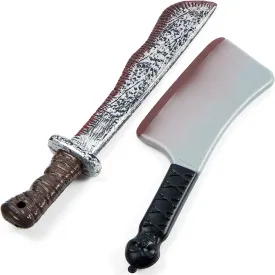 Bloody Machete Costume Prop Set 2 pack