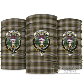 Buchanan Dress Tartan Neck Gaiters, Tartan Bandanas, Tartan Head Band with Family Crest