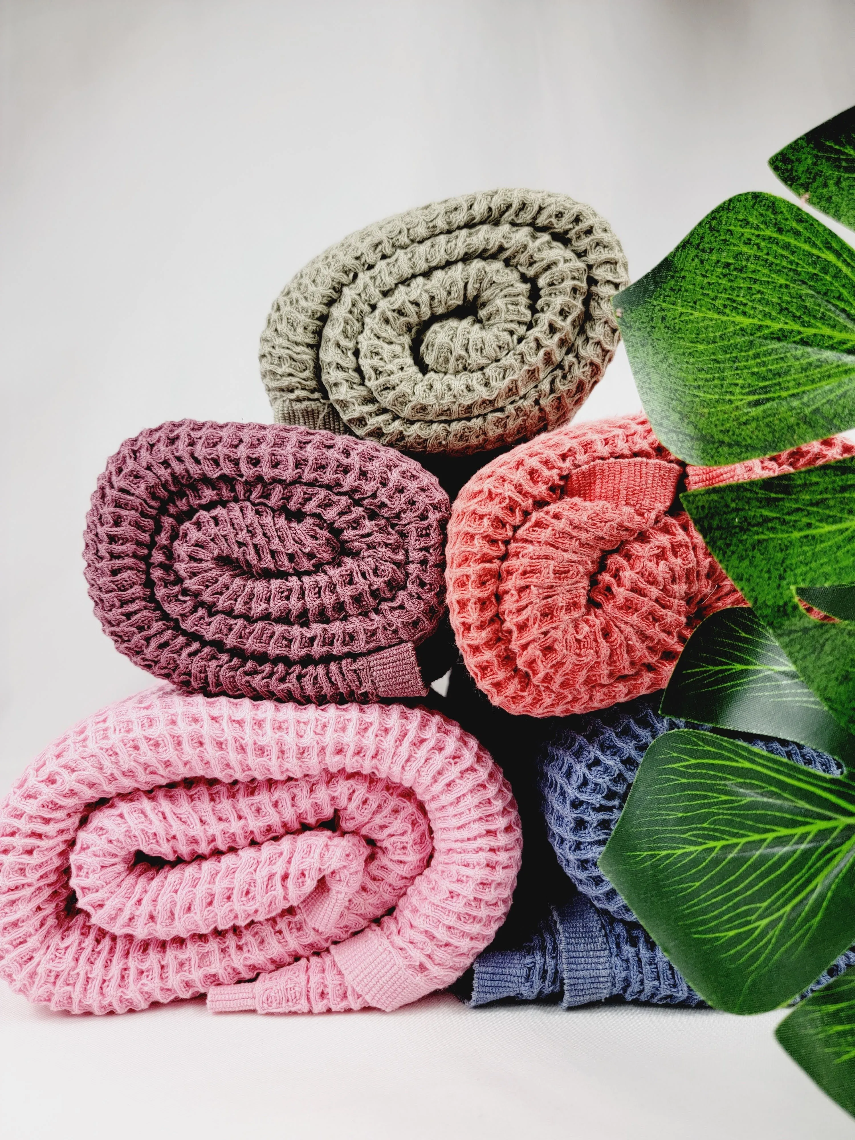 Bundle Waffle Soft Towels Lightweight Quick Dry by EBRU Home