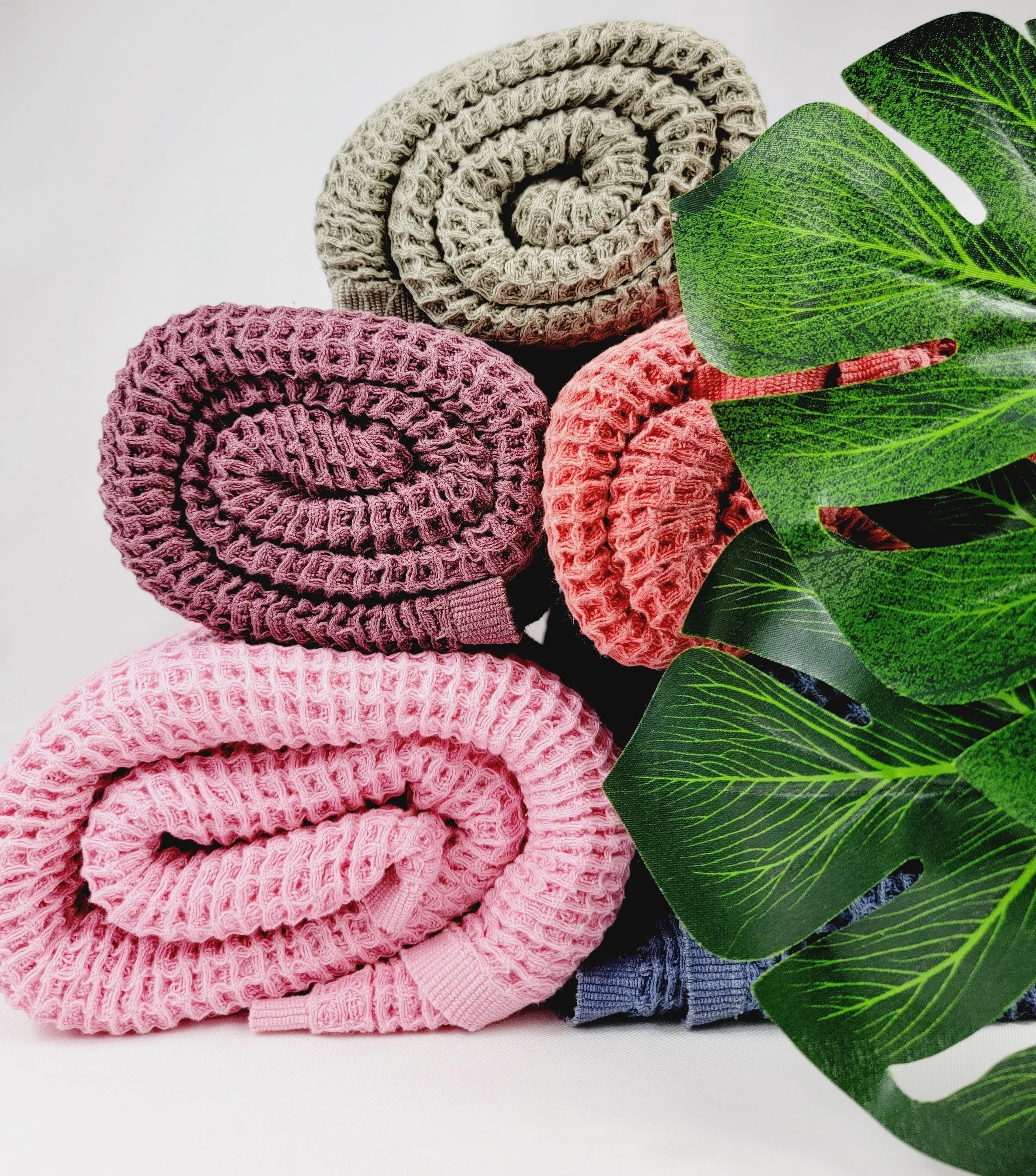 Bundle Waffle Soft Towels Lightweight Quick Dry by EBRU Home