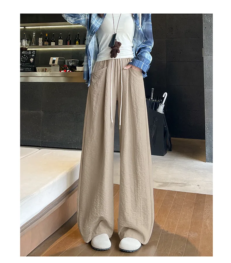 Cloud Milk Pants Spring And Summer 2025 New Style Vertical White Straight Loose Casual Small Women&#039;s Machete Wide Leg Pants