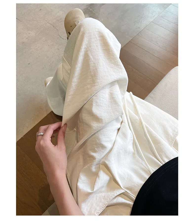 Cloud Milk Pants Spring And Summer 2025 New Style Vertical White Straight Loose Casual Small Women&#039;s Machete Wide Leg Pants
