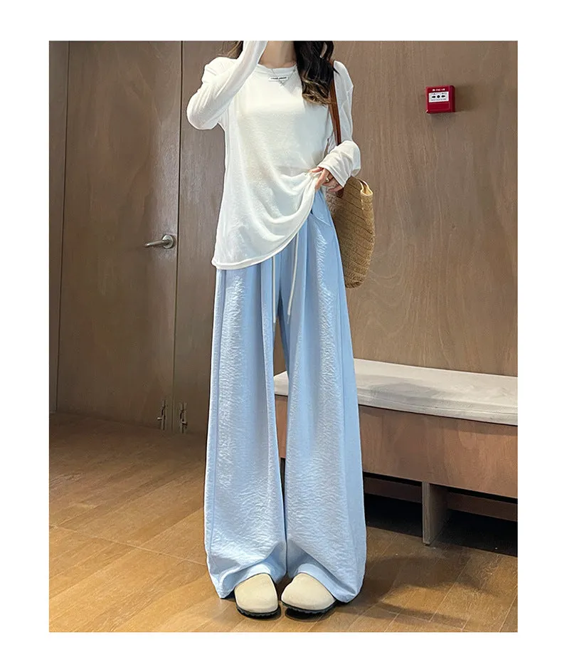 Cloud Milk Pants Spring And Summer 2025 New Style Vertical White Straight Loose Casual Small Women&#039;s Machete Wide Leg Pants