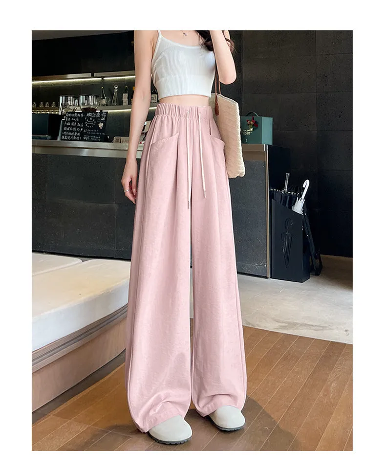 Cloud Milk Pants Spring And Summer 2025 New Style Vertical White Straight Loose Casual Small Women&#039;s Machete Wide Leg Pants