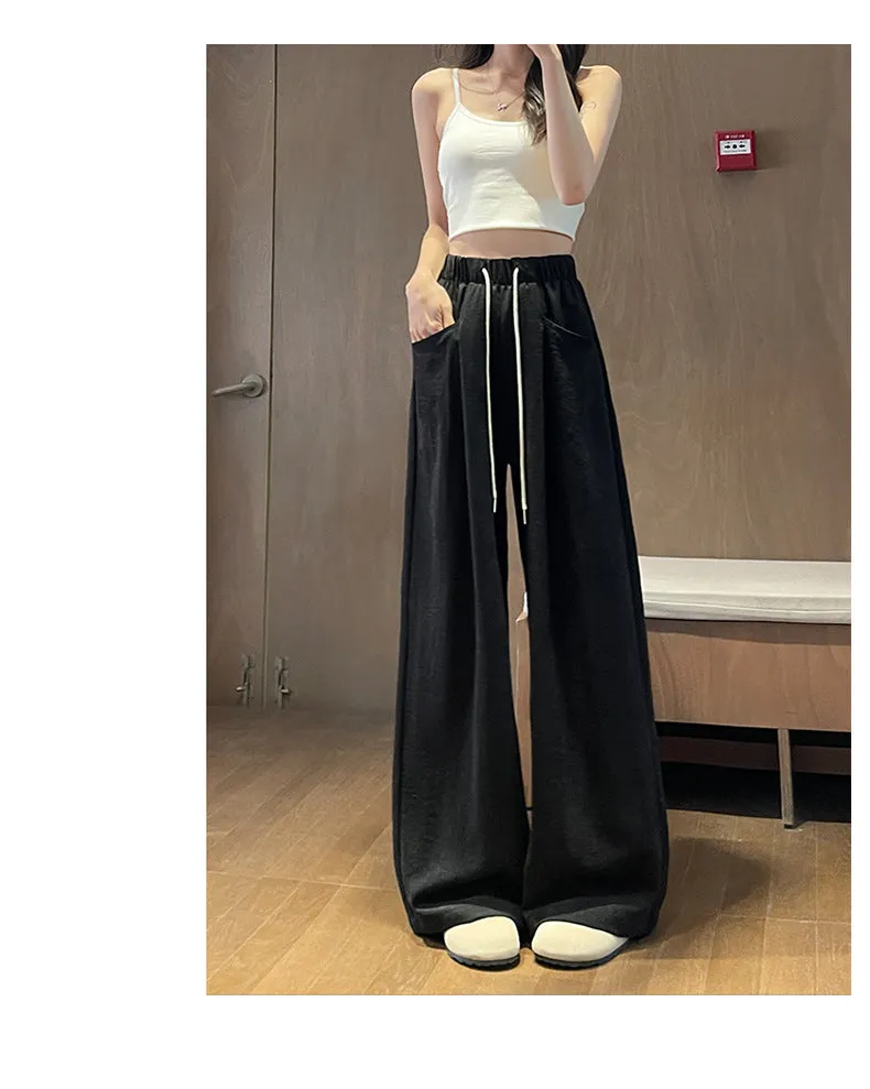 Cloud Milk Pants Spring And Summer 2025 New Style Vertical White Straight Loose Casual Small Women&#039;s Machete Wide Leg Pants