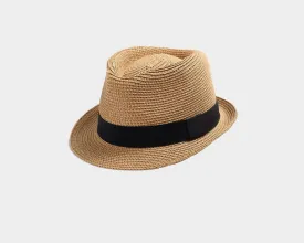Dark Tan Short Brim Fedora Hat - The St.Tropez