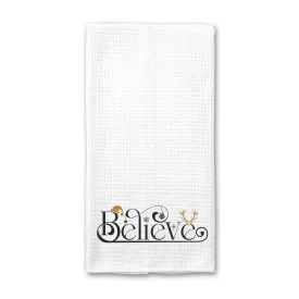 Festive Elegance: Christmas Believe Microfiber Kitchen Towel