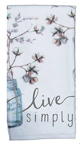 Kay Dee Designs Kitchen Towel Set (2 pc) - Choose Joy and Live Simply - Terry Hand Towels,White