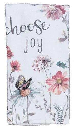 Kay Dee Designs Kitchen Towel Set (2 pc) - Choose Joy and Live Simply - Terry Hand Towels,White