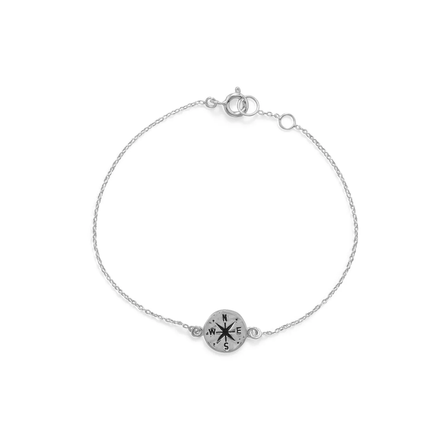 Keep It Moving! 7" .5 Hammered Compass Bracelet