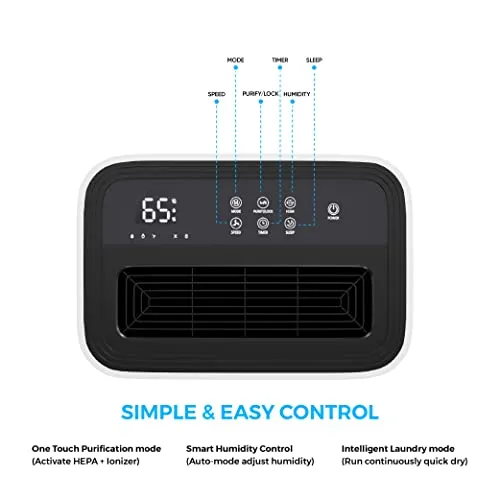 kitchelat 20L/25L Dual Dehumidifier Air Purifier with HEPA Filter & IONISER