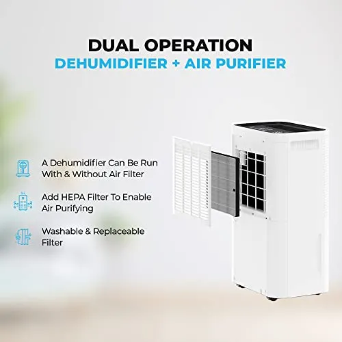 kitchelat 20L/25L Dual Dehumidifier Air Purifier with HEPA Filter & IONISER