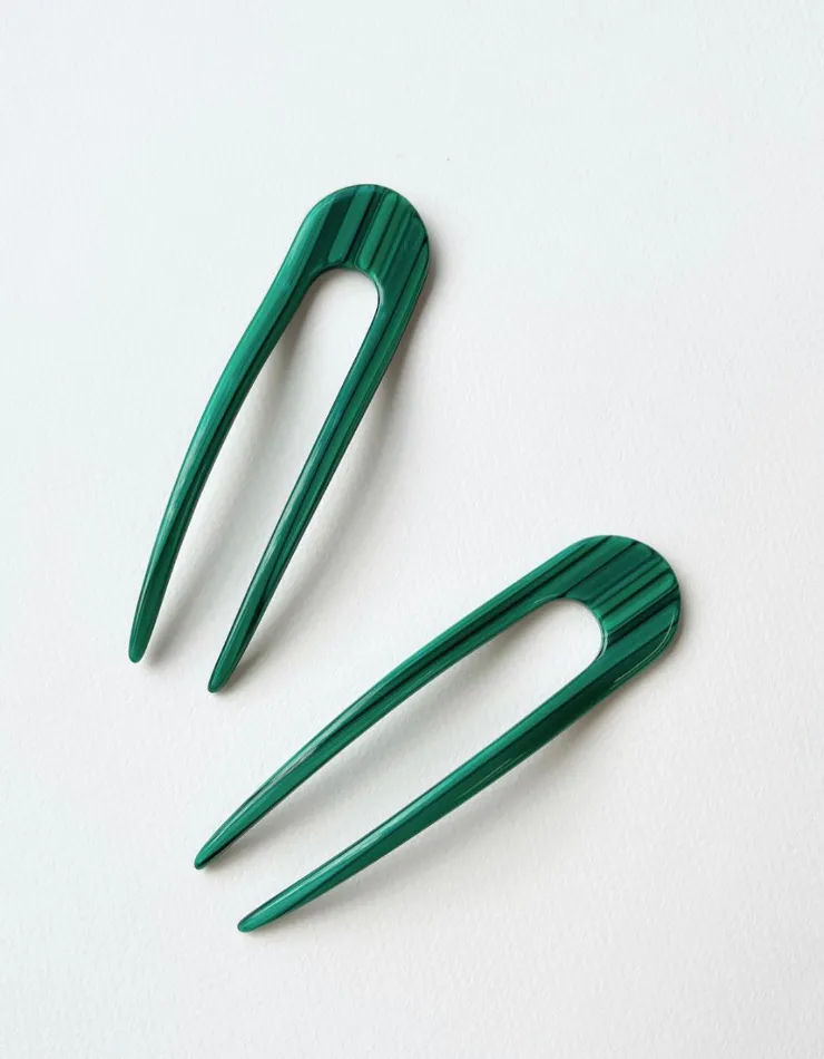 Machete Hair Pin in Malachite