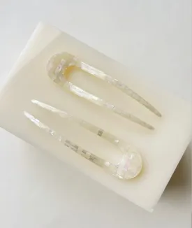 Machete Hair Pin in Opalite Shell Checker