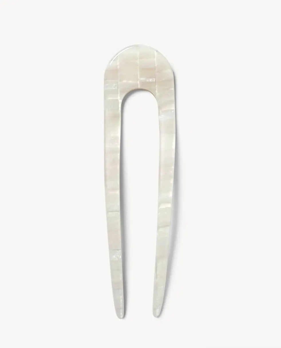 Machete Hair Pin in Opalite Shell Checker