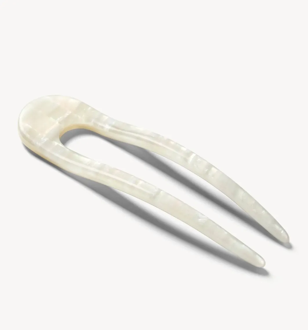 Machete Hair Pin in Opalite Shell Checker