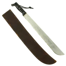 Original U.S. WWII Collins & Co. Legitimus Long Jungle Machete with Leather Scabbard by BoyT - dated 1942
