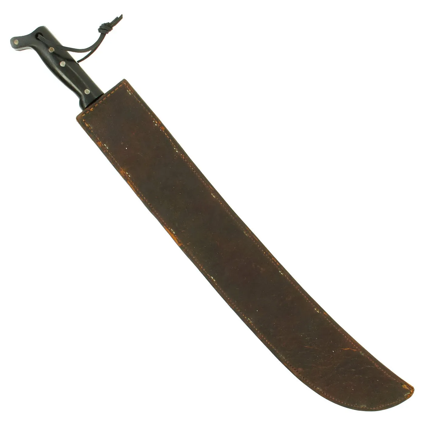 Original U.S. WWII Collins & Co. Legitimus Long Jungle Machete with Leather Scabbard by BoyT - dated 1942
