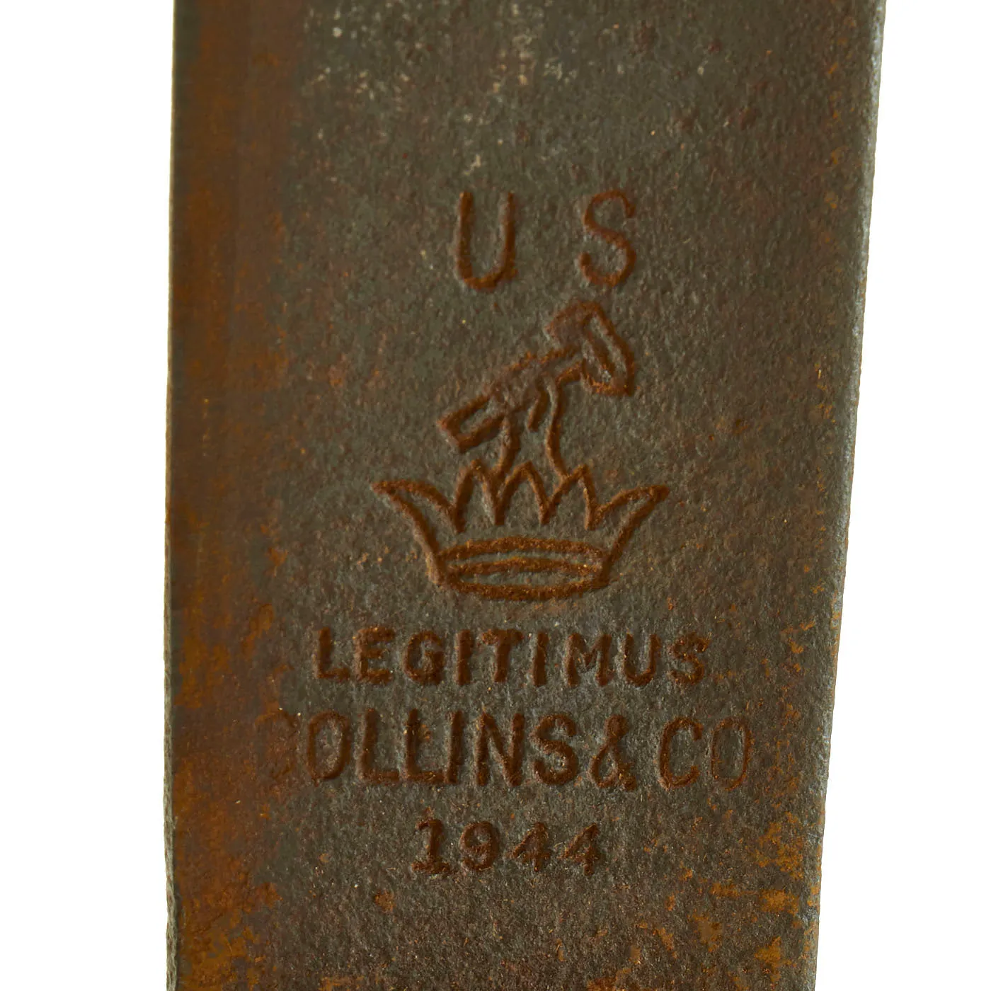Original U.S. WWII Collins & Co Legitimus Model Machete Dated 1944 With USMC Marked Canvas Scabbard
